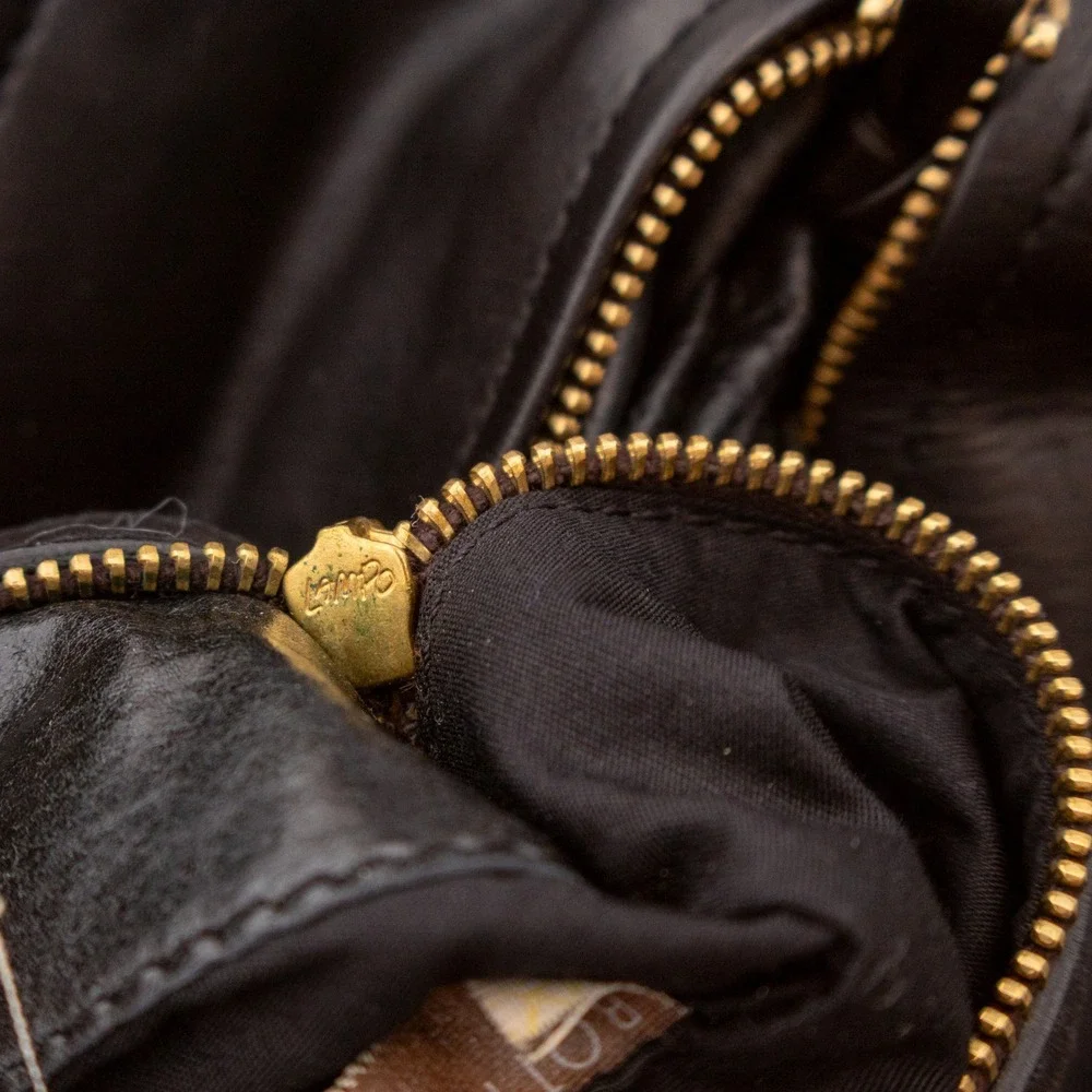 Vntg 1990s Bottega Veneta Dark Brown Leather Multi Pocket Messenger Shoulder Bag